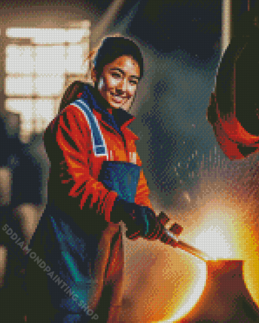 Lady In A Factory Diamond Painting