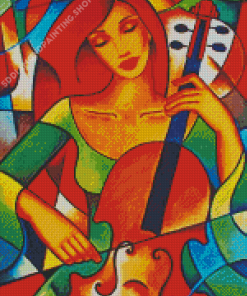 Lady Playing Violin Diamond Painting