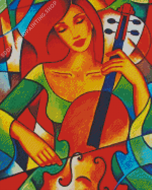 Lady Playing Violin Diamond Painting