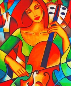 Lady Playing Violin Diamond Painting