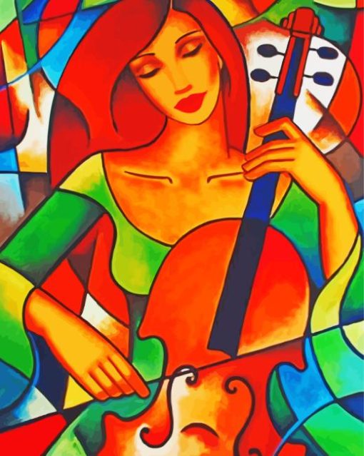 Lady Playing Violin Diamond Painting