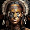 Native Lady With Headdress Diamond Painting