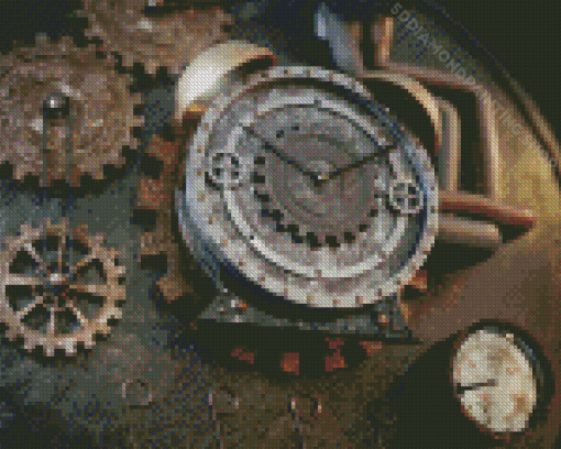 Old Steampunk Clock Diamond Painting