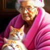 Old Woman And Cats Diamond Painting