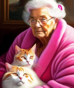 Old Woman And Cats Diamond Painting