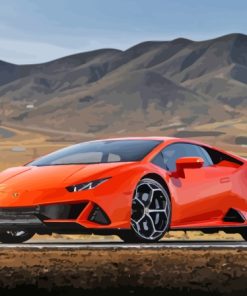 Orange Lamborghini Huracan Evo Gt Car Diamond Painting