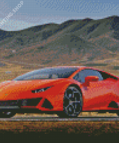 Orange Lamborghini Huracan Evo Gt Car Diamond Painting