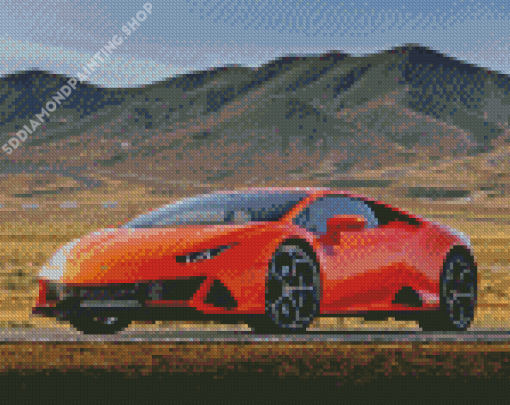 Orange Lamborghini Huracan Evo Gt Car Diamond Painting