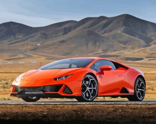 Orange Lamborghini Huracan Evo Gt Car Diamond Painting