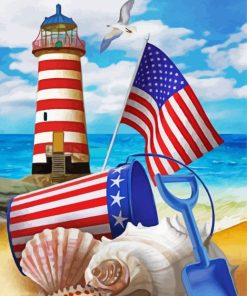 Patriotic Beach Essentials Diamond Painting