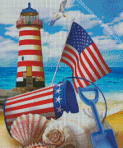 Patriotic Beach Essentials Diamond Painting