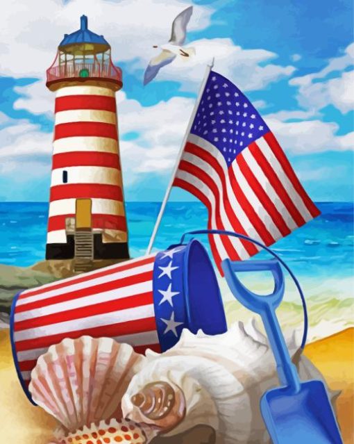 Patriotic Beach Essentials Diamond Painting