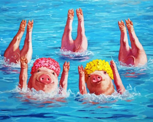 Pigs Dancing In The Water Diamond Painting