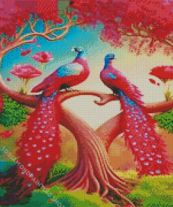 Pink Peacock Diamond Painting