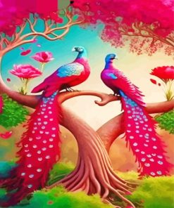 Pink Peacock Diamond Painting