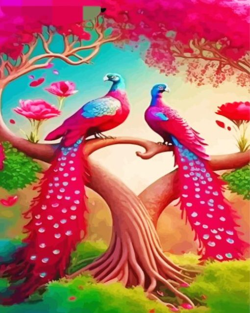 Pink Peacock Diamond Painting