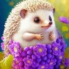 Purple Floral Hedgehog Diamond Painting