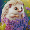 Purple Floral Hedgehog Diamond Painting