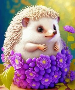 Purple Floral Hedgehog Diamond Painting