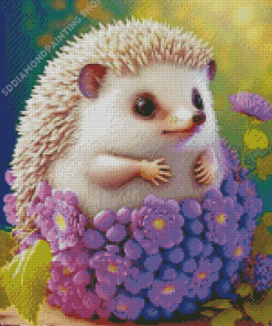 Purple Floral Hedgehog Diamond Painting