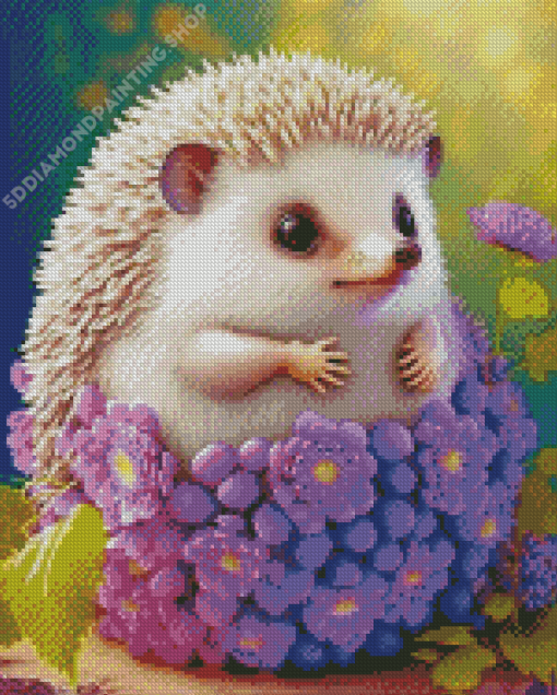 Purple Floral Hedgehog Diamond Painting