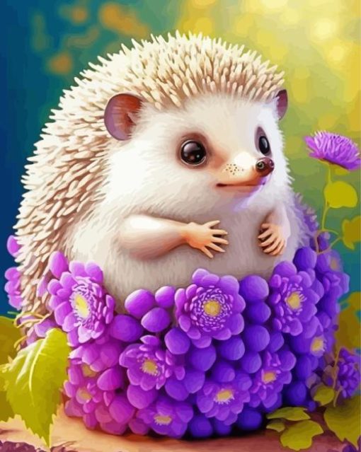 Purple Floral Hedgehog Diamond Painting