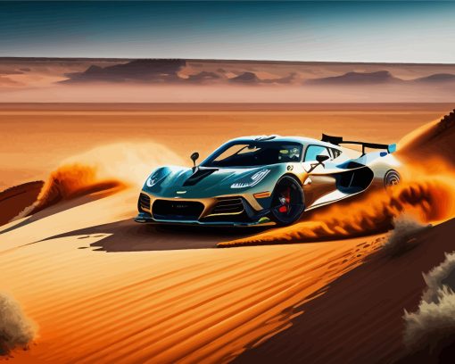 Race Car In Desert Diamond Painting