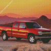 Red Camionnette Chevrolet In Desert Diamond Painting