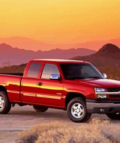 Red Camionnette Chevrolet In Desert Diamond Painting