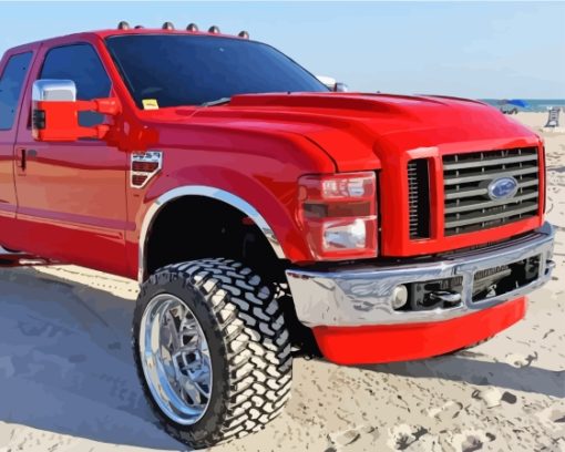 Red Powerstroke Car Diamond Painting