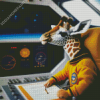 Smart Giraffe In Space Ship Diamond Painting