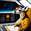 Smart Giraffe In Space Ship Diamond Painting