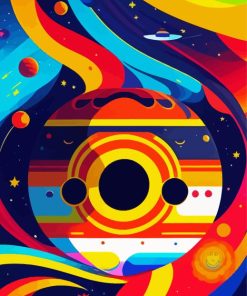 Planets And Stars In A Colorful Space Diamond Painting