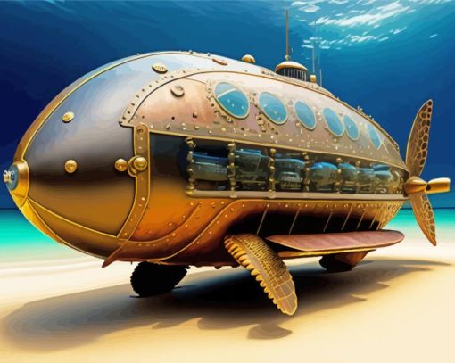 Steampunk Submarine Turtle Shape Diamond Painting