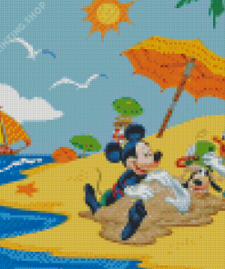 Summer Beach Adventures With Mickey Mouse Diamond Painting