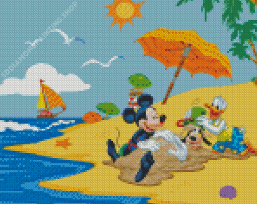 Summer Beach Adventures With Mickey Mouse Diamond Painting