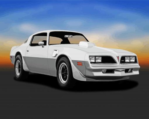 White 1977 Firebird Car Diamond Painting