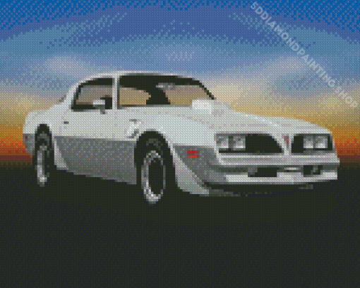 White 1977 Firebird Car Diamond Painting