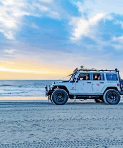 White Jeep And Beach Diamond Painting