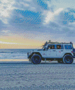 White Jeep And Beach Diamond Painting