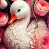 White Duck And Flowers Diamond Painting