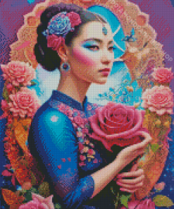 Woman And Flowers Diamond Painting