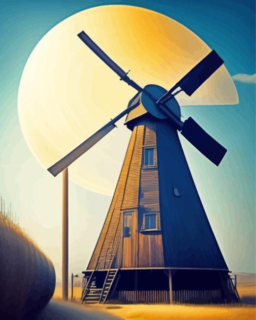 Wooden Windmill Diamond Painting