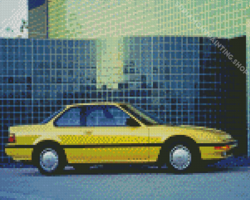 Yellow Honda Prelude Car Diamond Painting