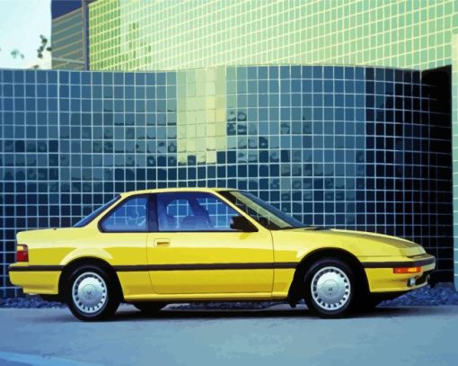 Yellow Honda Prelude Car Diamond Painting