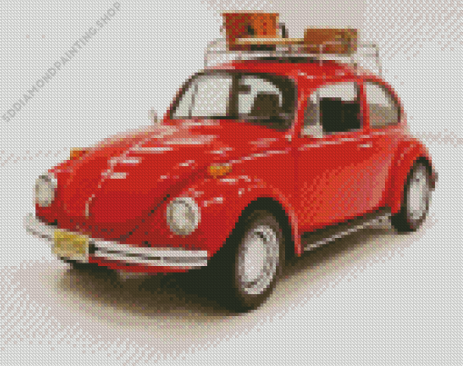 1971 Red Vw Beetle Diamond Painting