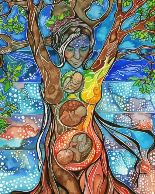 Abstract Tree Of Life Woman Diamond Painting