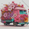 Pink Flower Truck Diamond Painting