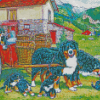 Bernese Mountain Dog Family Diamond Painting