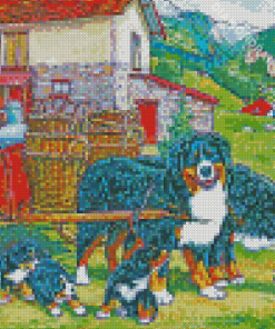 Bernese Mountain Dog Family Diamond Painting